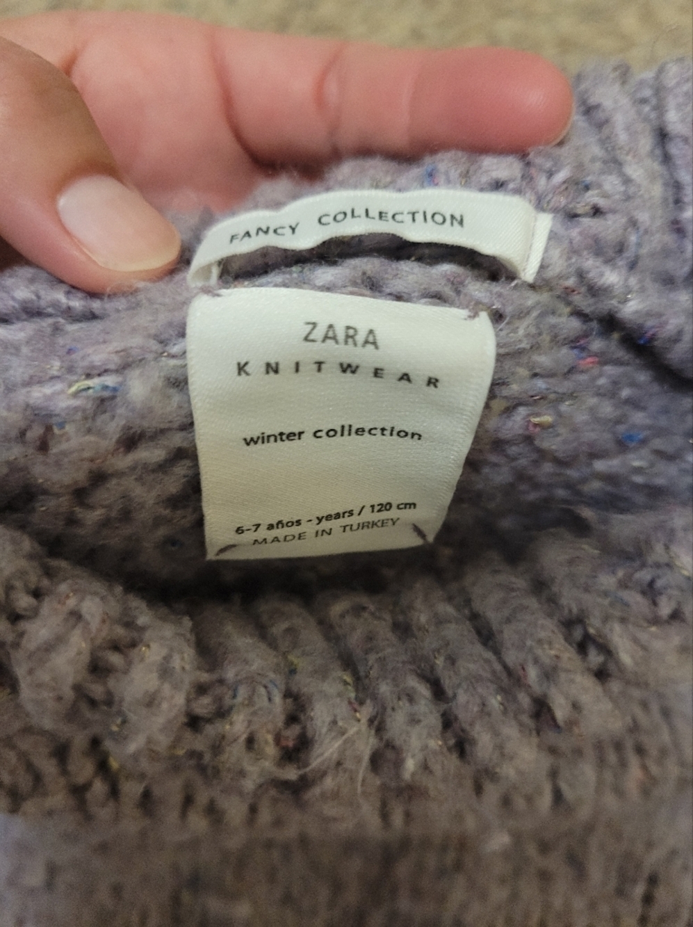 Zara Knit Collection Kids Purple Chunky Knit Sweater Size 6-7 Years - Picture 3 of 5